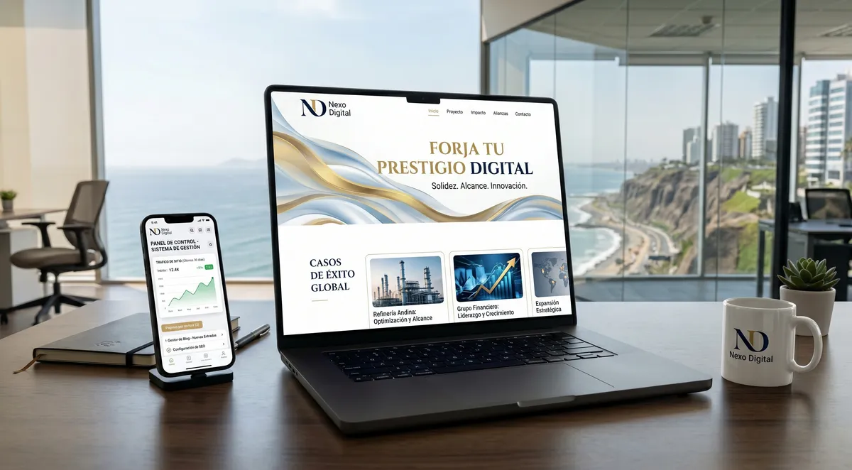 Diseño web corporativo con panel administrativo CMS para gestión autónoma.